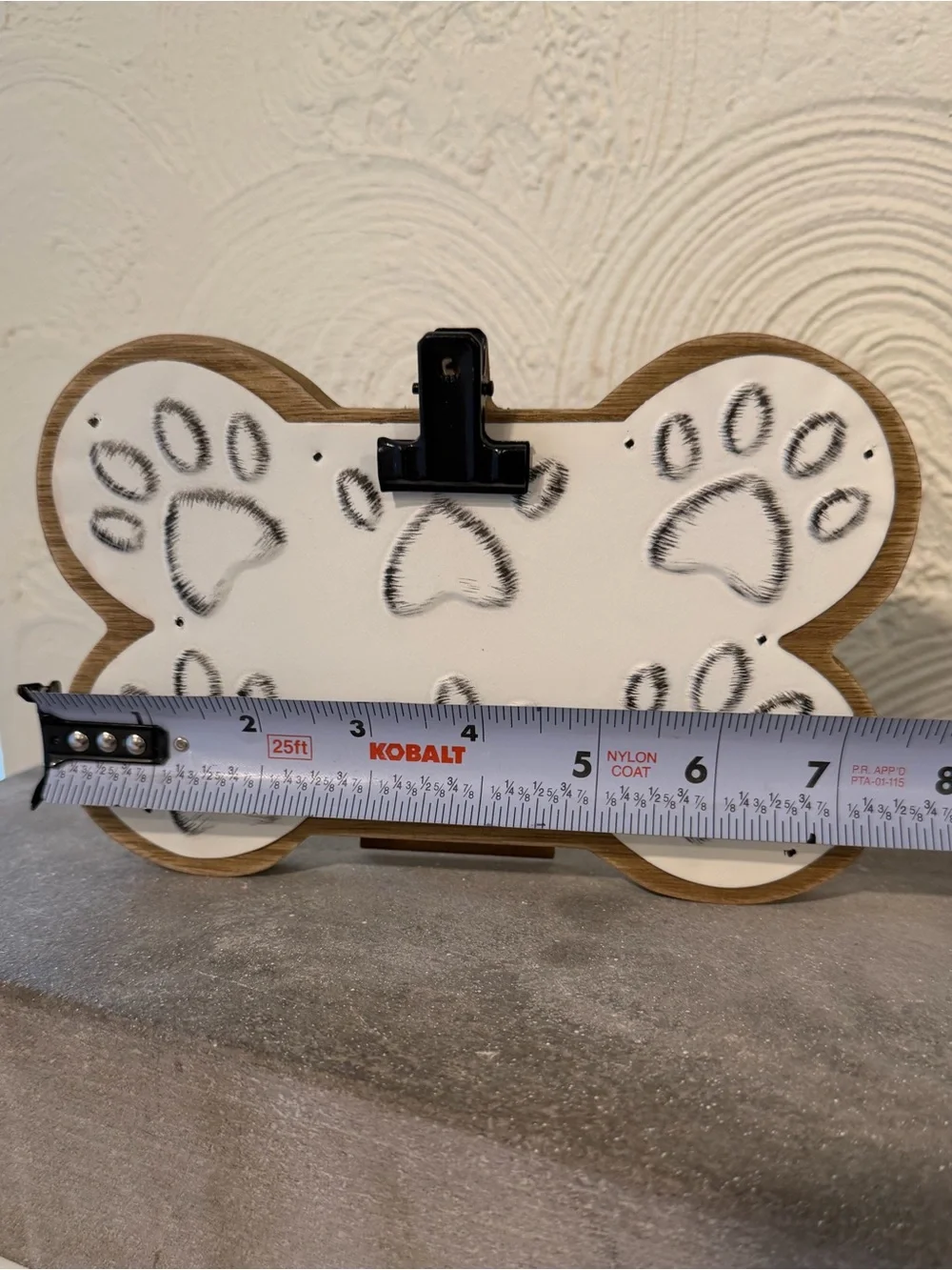 Wooden Bone-Shaped White and Black Paw Print Photo Frame with Clip Hobby Lobby